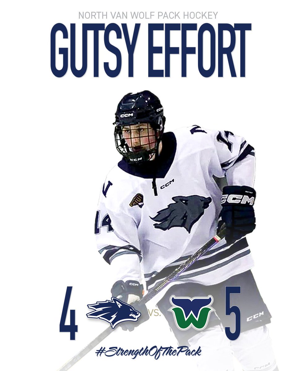 The Pack scored 4 unanswered to battle back, including one with the extra attacker in the final minute of the 3rd, but came up short in OT. A solid outing for Lucas Davidson (2-1-3), Andrew Ramsden-Wood (0-2-2) and Cohen Weiderick (0-2-2), Never give up!

#StrengthOfThePack
