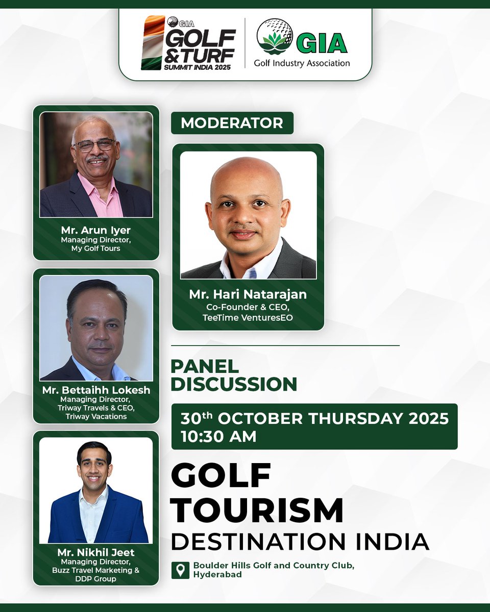 Honoured to meet the minds behind the match. Grateful for the guidance &amp; good vibes! ✨

👉 Register Now: forms.gle/chfQo8QoTi5P5b…

#GIASummit2025 #GolfIndia #GolfIndustry #GolfSummit #GrowGolf #GolfBusiness #GolfLife #GolfCourseManagement #GolfCommunity #FutureOfGolf #Golf