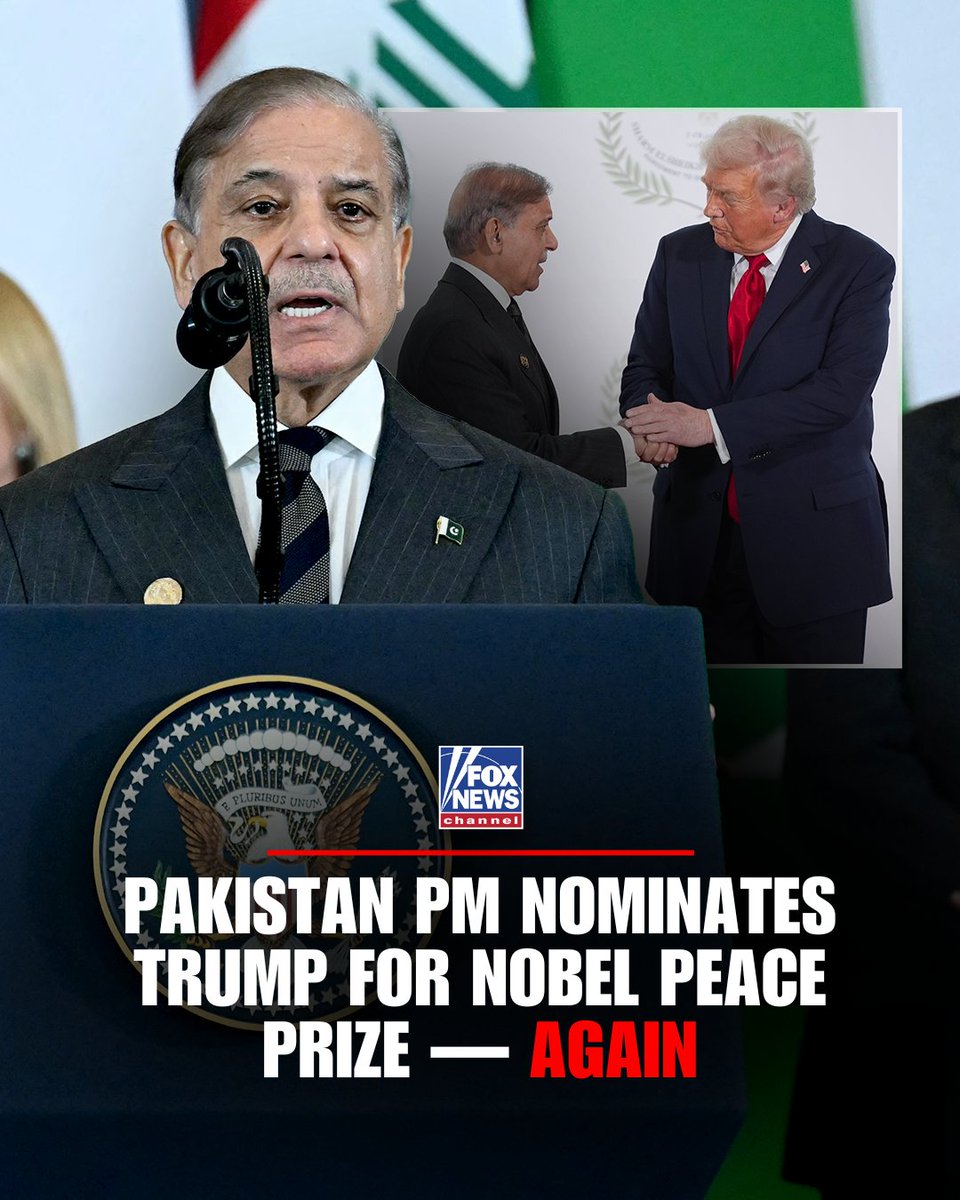 'MAN OF PEACE': Pakistan’s prime minister says he’s nominating President Trump again for the Nobel Peace Prize, this time for securing the historic peace deal between Israel and Hamas.
