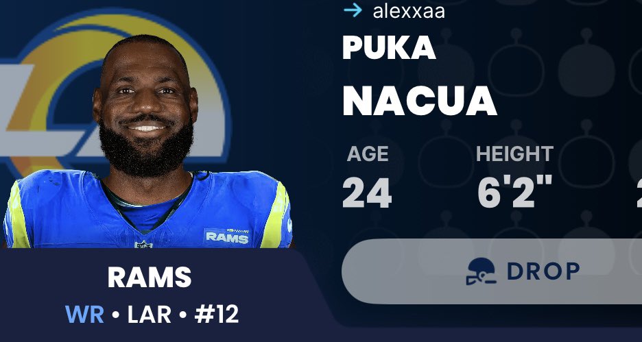 alexaskerr's tweet photo. @SleeperNFL @SleeperHQ
“with the first round pick in the 2025 NFL Draft, the Los Angeles Rams have selected wide receiver LaPuka Jacua, Akron, Ohio” 😂😂😂 https://t.co/sstP33Cxeo