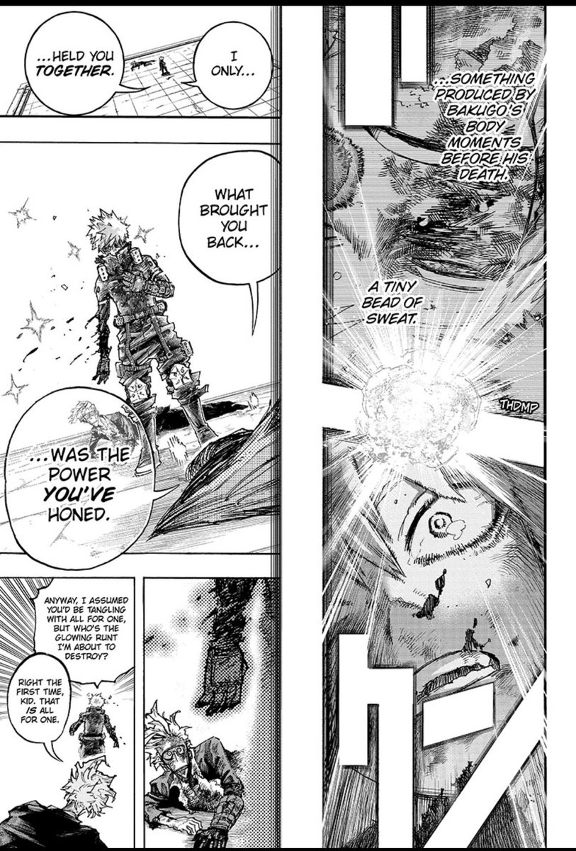 puppyochako's tweet image. Anyway bakugo heart being restarted by his quirk is dumb writing.

A tiny bead of sweat really???