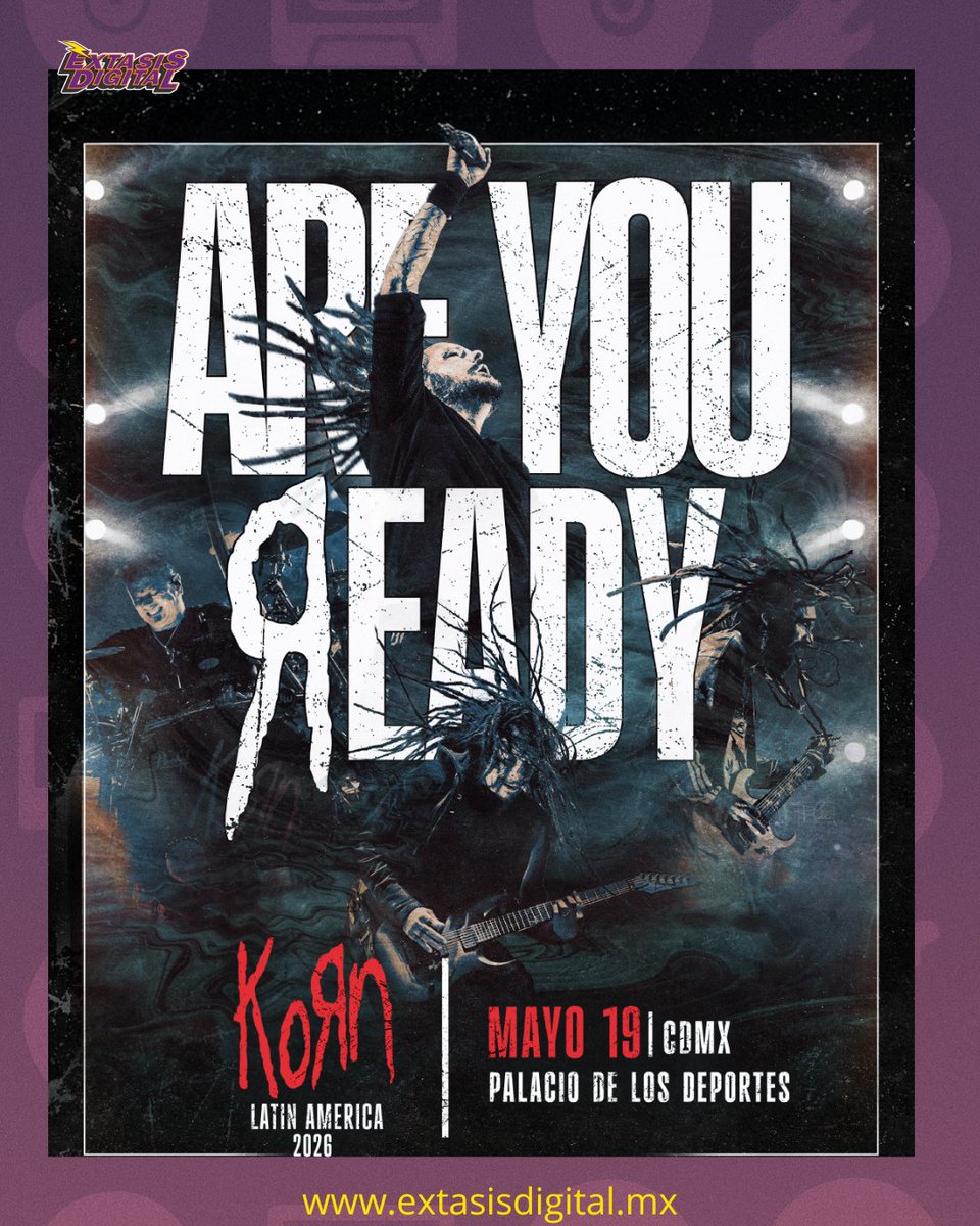 Extasis_Mexico's tweet photo. @Korn dará un show épico de una sola noche en la Ciudad de México como parte de su gira por América Latina https://t.co/SvCffZATH7