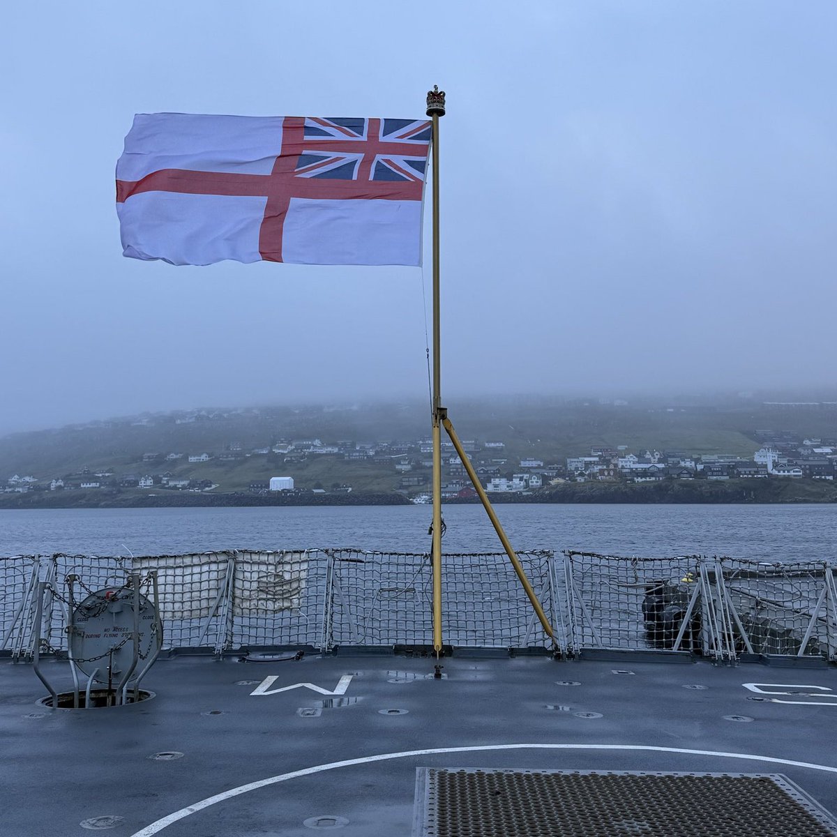 HMS Somerset sailed from Torshavn, Faroe Islands today.

Heading into the Norwegian Sea to resume anti-submarine patrols.

(Src: <a href="/HMSSomerset/">HMS Somerset</a>)