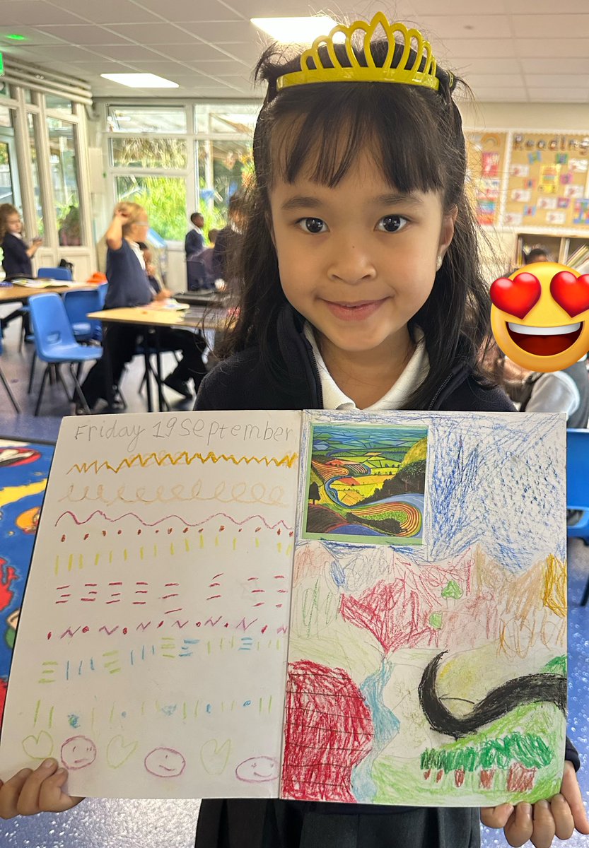 MrsWMohranBFS's tweet photo. Lovely art inspired by David Hockney! 🎨 @HeadBeechfield https://t.co/jR03WBf98t