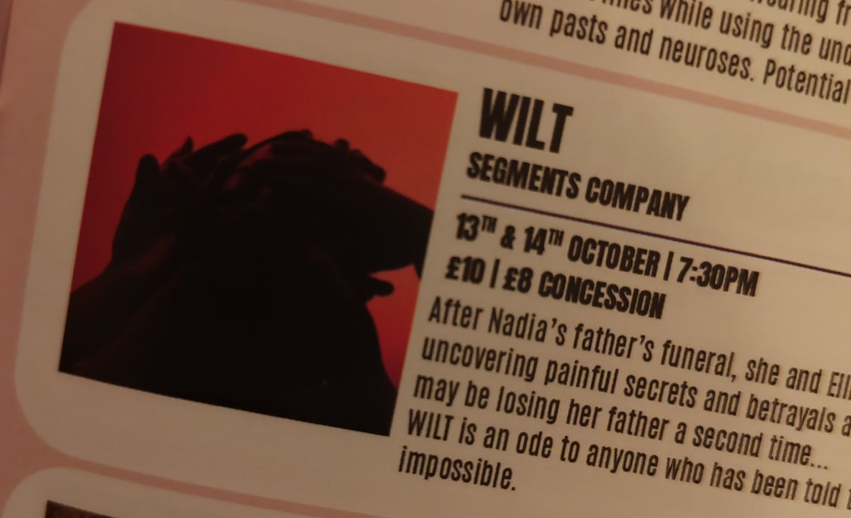 Tonight at <a href="/BreadandRosesTC/">The Bread & Roses Theatre</a> for Wilt!
