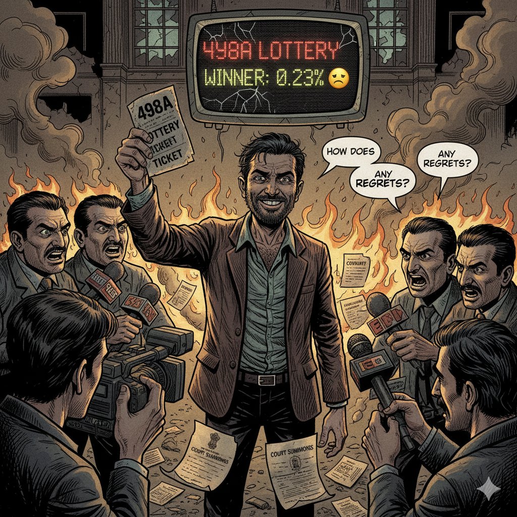 Delhi’s RTI stats say:
“You have a 0.23% chance of conviction under 498A.”
Basically — a husband is more likely to win the lottery than be proven guilty.

Except in this lottery, the prize is destroyed mental health.
#NyayPrayaas4Men
#EmergingBharat4Men2025
#GenderBiasedLaws