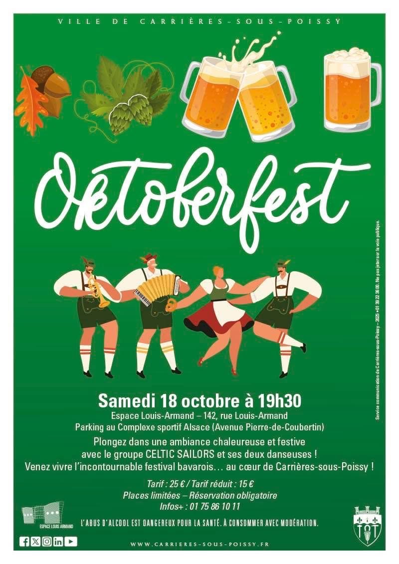 #oktoberfest #animation #fetedelabiere #carrieressouspoissy

🍻 La Ville de Carrières-sous-Poissy célèbre l'Oktoberfest ! 

Plongez dans une ambiance chaleureuse et festive avec le groupe CELTIC SAILORS et ses deux danseuses !

📆 Samedi 18 octobre
👉 Dès 19:30 à l’Espace