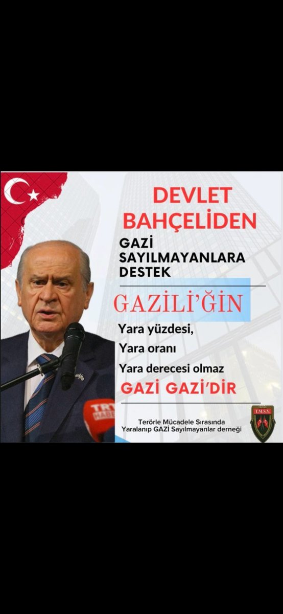T.M.S.Y.KÂMİL SAĞIR (@tmsykmlsair1) on Twitter photo Şehitlerimize rahmet, gazilerimize sahip çıkmak millî görevdir. #TerörsüzTürkiye hayali gerçekleşirken, <a href="/TmsyGaziler/">T.M.S.Y GAZİ SAYILMAYANLAR</a> olarak <a href="/MHP_Bilgi/">MHP</a> ve Sn. <a href="/dbdevletbahceli/">Devlet Bahçeli</a>'den #GazilikHakkımızıİstiyoruz talebimize çözüm istiyoruz!
<a href="/RTErdogan/">Recep Tayyip Erdoğan</a>
<a href="/MahinurOzdemir/">Mahinur Özdemir Göktaş</a>
<a href="/hulusiakarmedya/">Hulusi AKAR</a>
<a href="/MahinurOzdemir/">Mahinur Özdemir Göktaş</a> Şehitlerimize rahmet, gazilerimize sahip çıkmak millî görevdir. #TerörsüzTürkiye hayali gerçekleşirken, <a href="/TmsyGaziler/">T.M.S.Y GAZİ SAYILMAYANLAR</a> olarak <a href="/MHP_Bilgi/">MHP</a> ve Sn. <a href="/dbdevletbahceli/">Devlet Bahçeli</a>'den #GazilikHakkımızıİstiyoruz talebimize çözüm istiyoruz!
<a href="/RTErdogan/">Recep Tayyip Erdoğan</a>
<a href="/MahinurOzdemir/">Mahinur Özdemir Göktaş</a>
<a href="/hulusiakarmedya/">Hulusi AKAR</a>
<a href="/MahinurOzdemir/">Mahinur Özdemir Göktaş</a>