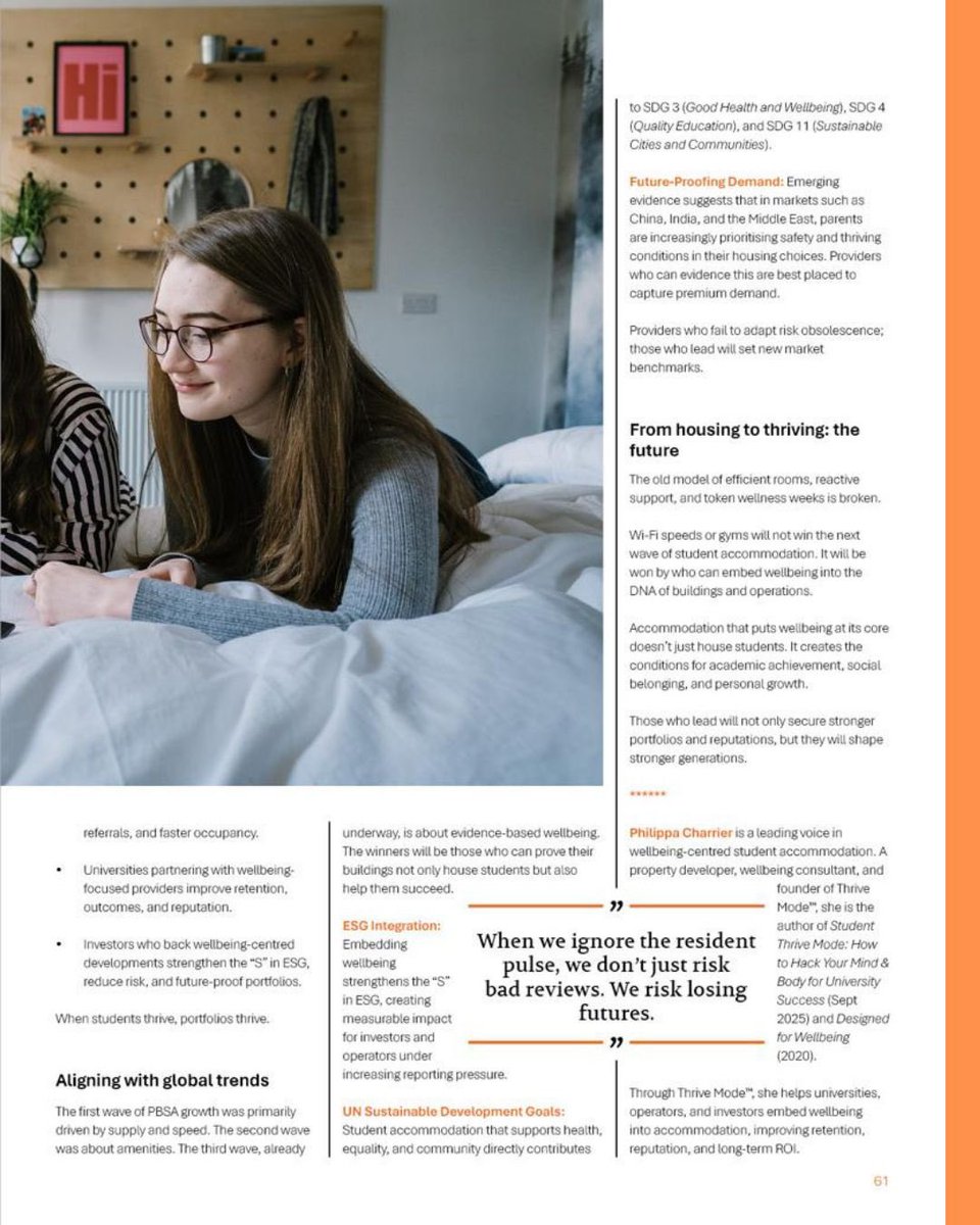 Honoured to be a guest contributor for UNLOCKED Magazine by @GlobalStdntLiv 💡
My feature - Thriving Students, Thriving Portfolios: The Next Era of #StudentAccommodation - explores how #wellbeing is becoming the new metric for performance in #PBSA.
#StudentThriveMode #Student