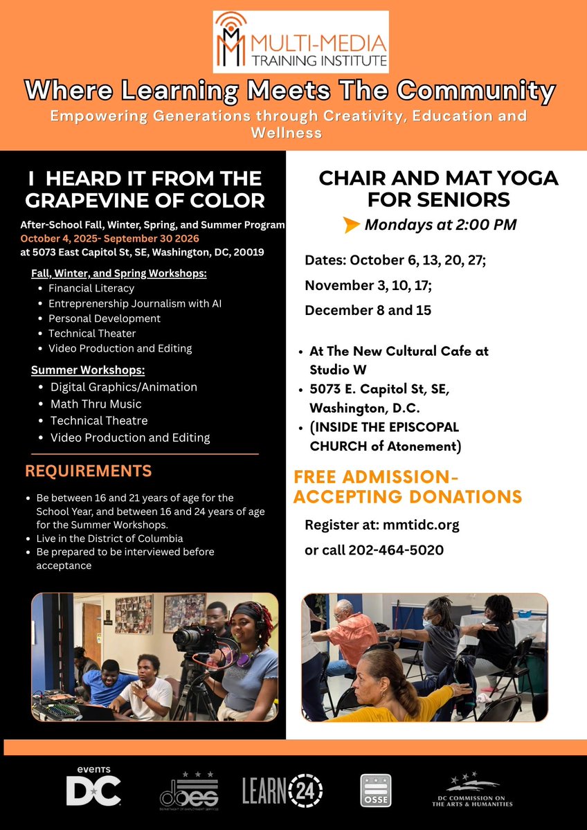 mmtidc's tweet image. From youth creativity to senior serenity — MMTI offers something for everyone! 🌟 Join our Youth After-School Workshops to build skills and confidence, and don’t miss our Chair & Mat Yoga sessions for seniors to stay active, balanced, and refreshed. 💪🧘♀️ #MMTI #YouthEmpowerment