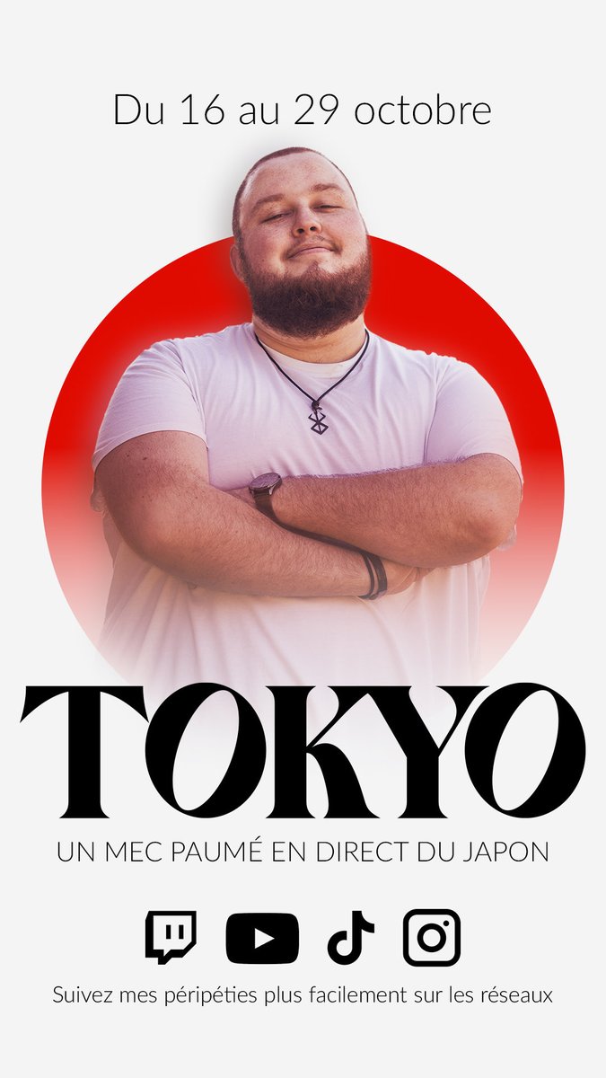 Le grand jour arrive ! je décolle demain dans la nuit !!! 🇯🇵 

Le voyage le plus incroyable que j'ai jamais fait !

Vous pourrez suivre mon voyage et mes péripéties aux côtés du beau <a href="/EpikLive_/">Epik</a>  via mes différents réseaux !!!

On se revoit de l'autre côté du globe la team 🫡