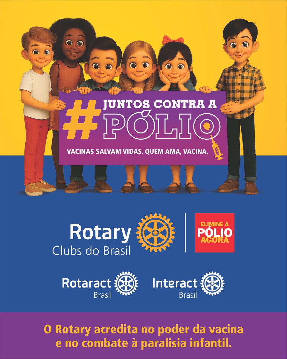 Participe da campanha #JuntosContraAPólio!
Acesse o site juntoscontraapolio.com.br, baixe os materiais de divulgação da luta do Rotary contra a poliomielite e organize uma ação de seu clube.