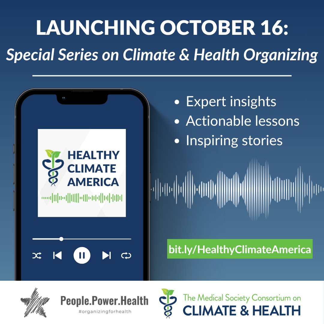 docsforclimate's tweet image. 🎧 Coming soon...
This fall, we are thrilled to co-host a podcast miniseries on climate and health organizing with People Power Health! Tune in to hear expert insights, discover best practices, and get inspired on your organizing journey.
bit.ly/HealthyClimate…