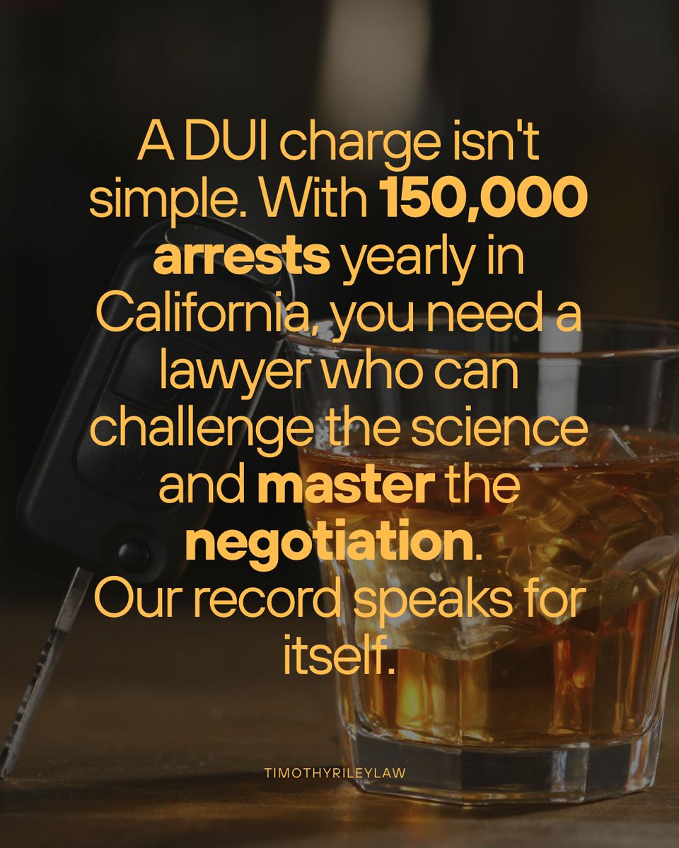 TimothyRileyLaw's tweet image. The science behind a DUI is often flawed. Was the test reliable? Were your rights violated? We ask the tough questions that change the outcome of your case. Find out why we are the right defense.
#DUILawyer #CaliforniaDUI #DUIdefense #LegalDefense #TimothyRileyLaw #DUIattorney