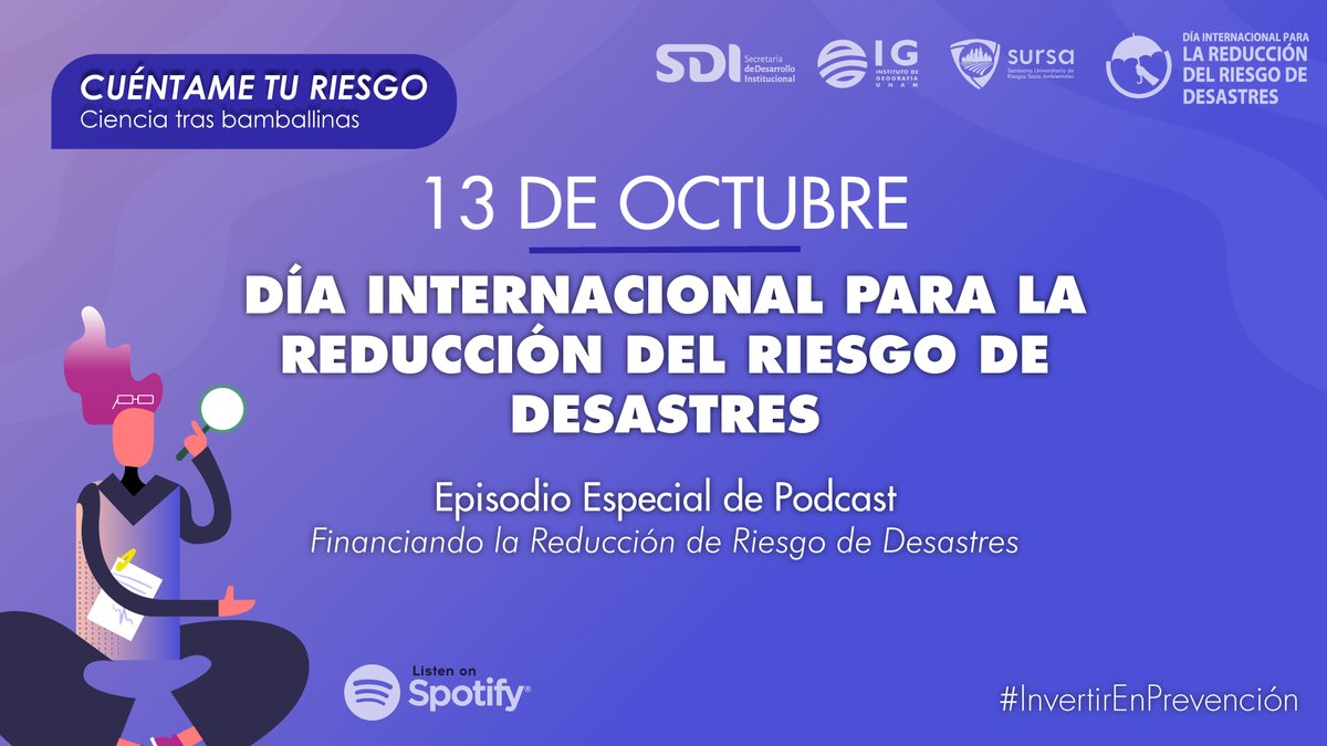 👷‍♀️Este 13 de octubre, el Día Internacional para la Reducción del Riesgo de Desastres escucha la primera parte del episodio especial de nuestro podcast.

¡No te lo pierdas!

🎙Link...
goo.su/j46FF5z
.
.
.
.
.
#InvertirEnPrevención  #DIRRD