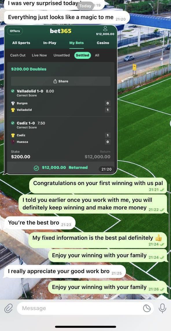 HAPPY CLIENT  🔥❤️✅

👋👍If you can't trust me then you can’t find someone better than me 🎉Congratulations To All Other Clients And Thank You For The Trust all, Play With The Best 🎉🤝

Message me for more details on next fixed t.me/+U3R0zpf2GQhkM…
t.me/+U3R0zpf2GQhkM…