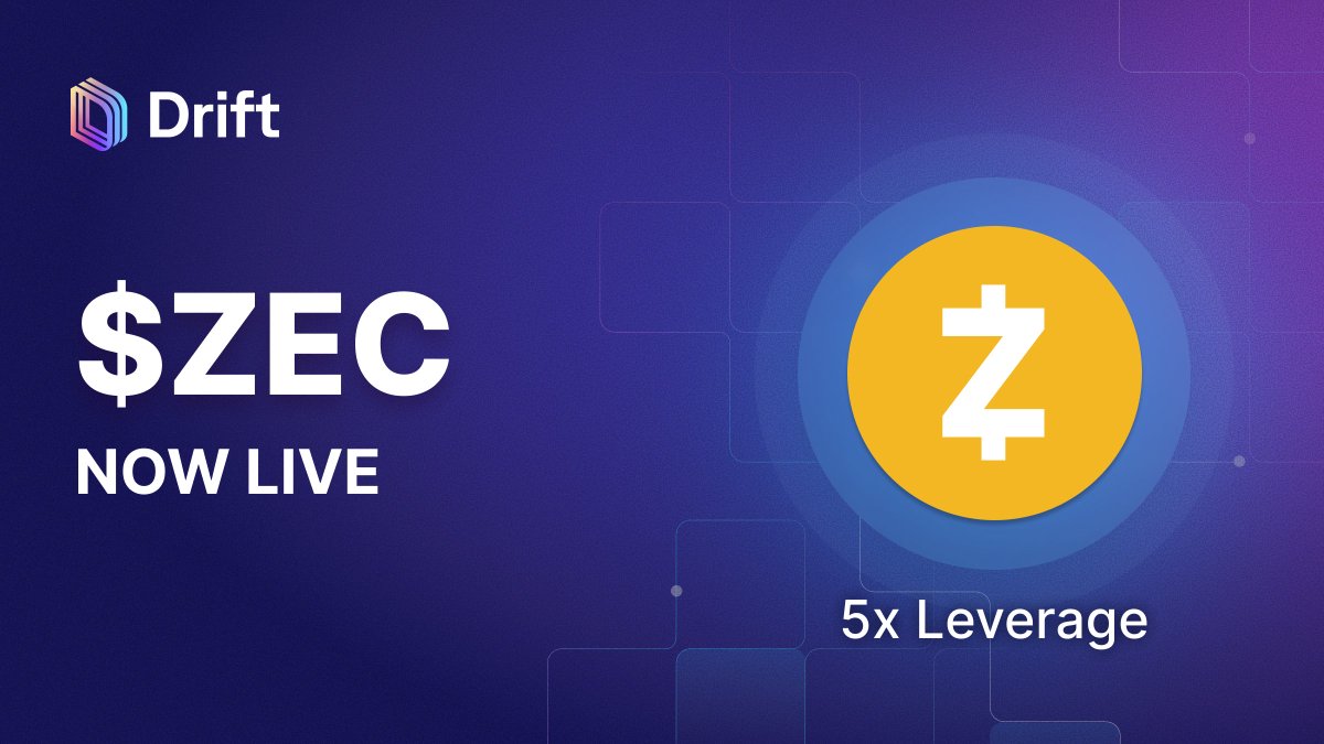 By community request, $ZEC is now live on Drift

Trade with up to 5x in leverage

<a href="/Zcash/">Zcash 🛡️</a>