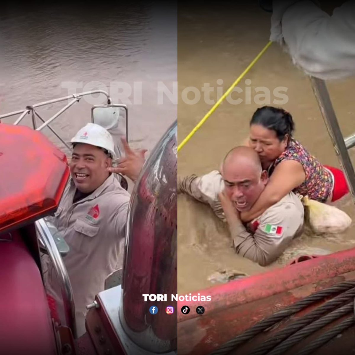 ¡SE MERECEN UN APLAUSO! 👏 🇲🇽❤️Gracias, compañeros de PEMEX. 

Trabajadores de PEMEX apoyando a la gente inundada en Poza Rica, Veracruz. 

Su labor nos recuerda que servir con el corazón es la forma más noble de hacer patria. 🇲🇽❤️