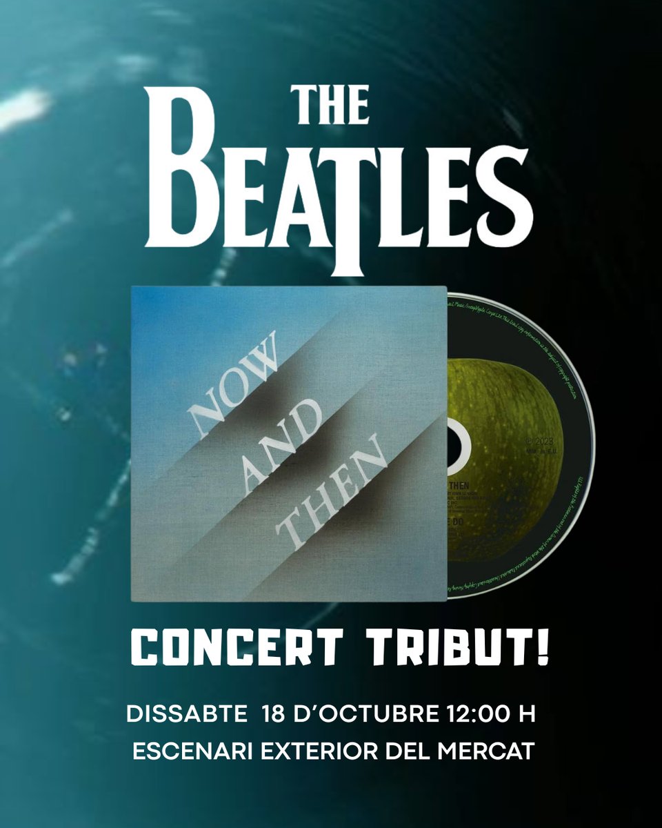 🗓️Dissabte 18 d’octubre a les 12:00 h, “Beatless Now and Then” en concert homenatge als Beatles🎸  a l’escenari exterior del mercat.

@mercatsbcn