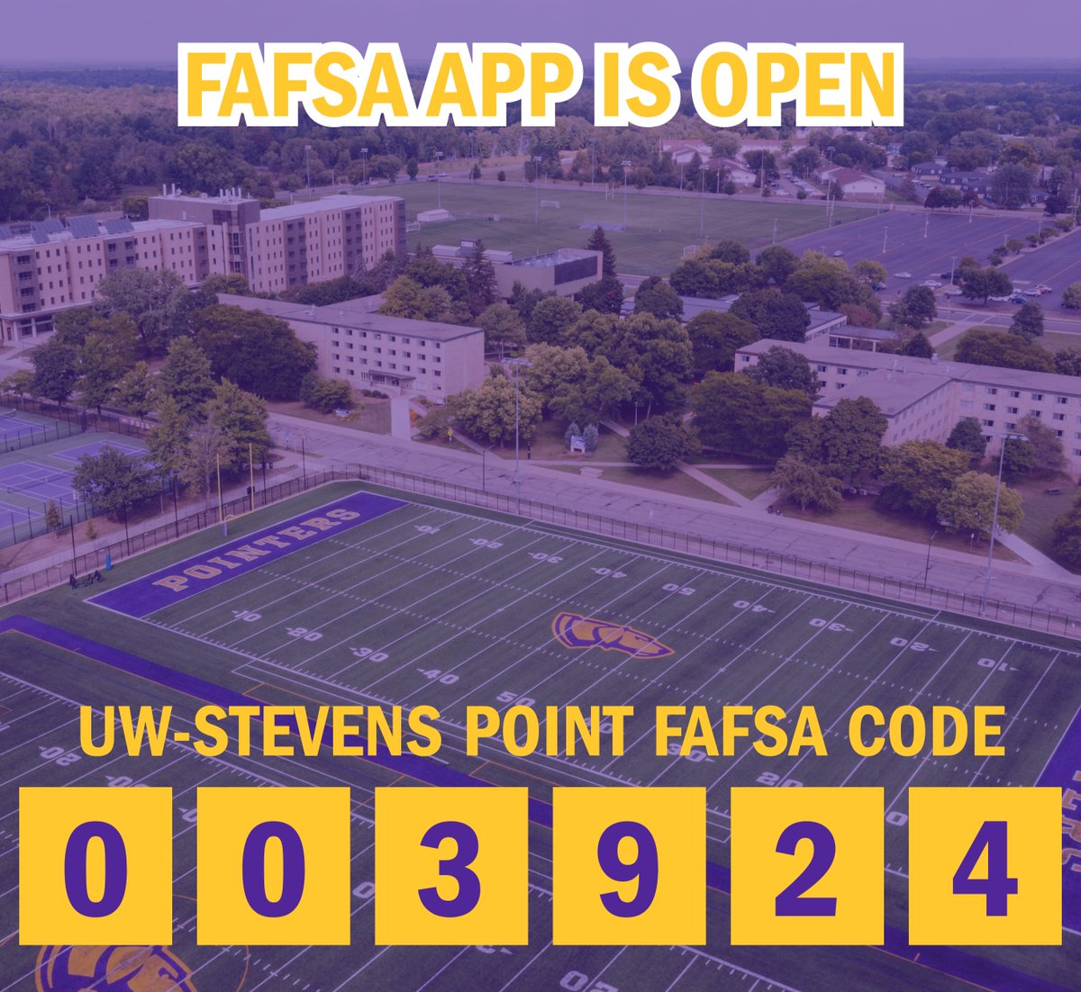 #UWSP is hosting a LiveSP event centered around FAFSA and answering questions related to Financial Aid. Sign up and attend the event to be eligible for a $250 scholarship upon acceptance. Learn more here: bit.ly/4pJpPo8.