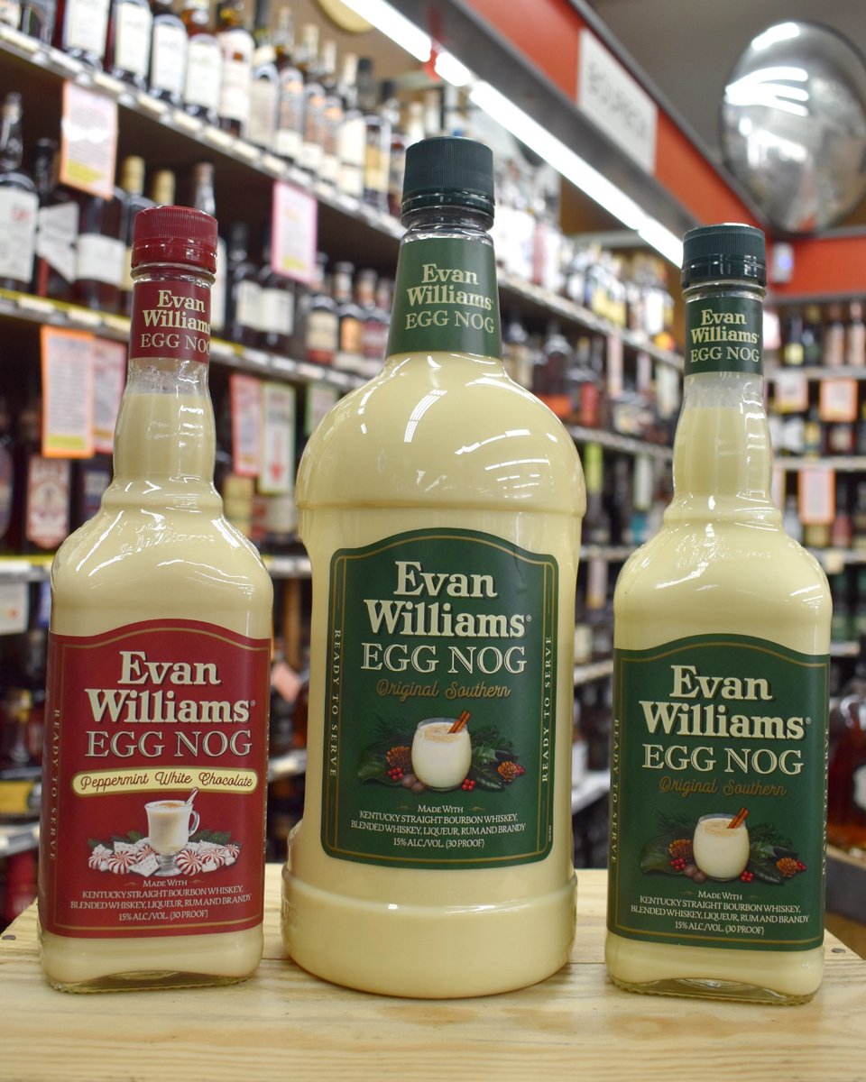 WhatsNewAtDPS's tweet photo. It’s back! The holiday staple of @EvanWilliamsUSA Egg Nog is in stock. No complaining when we’re sold out in December. Stock up now! Try their newest flavor: Peppermint White Chocolate!
.
#shopatdps #decaturpackagestore #whatsnewatdps #herbschoice #evanwilliams #eggnogg https://t.co/eoMuOqxSC9
