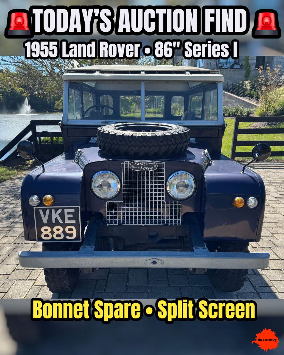 Lucky8OffRoad's tweet photo. 🚨 Today’s Auction Find: 1955 Land Rover 86" Series I—bonnet spare, split screen, safari roof, 4-speed manual; numbers-matching noted.
Patina or refresh? Love, leave it, or both?
#Lucky8OffRoad #SeriesOne #Classic4x4 #CarsAndBids https://t.co/OE3tqcfUJp
