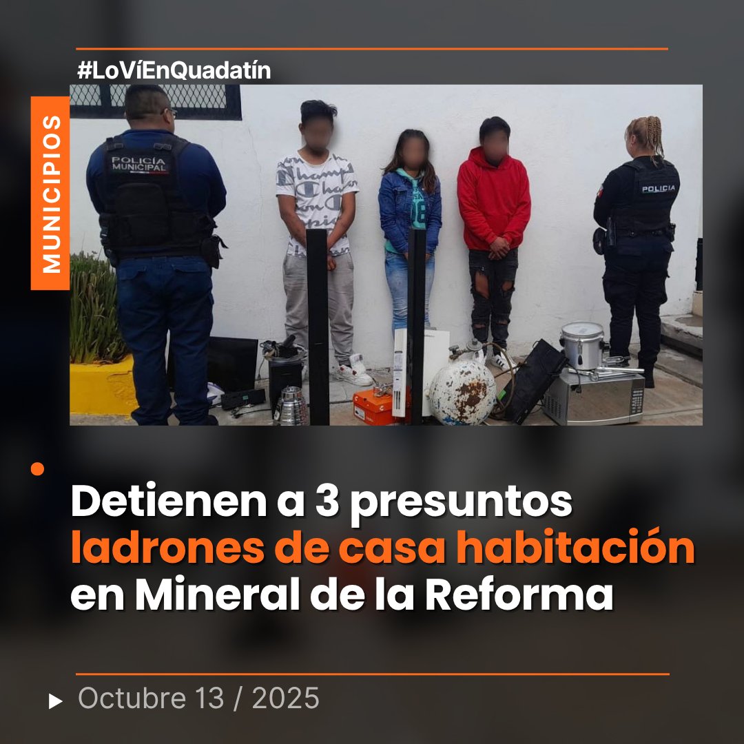 Quadratin_Hgo's tweet image. 🔴👉 Los detenidos identificados como E.D.P.F., de 25 años, B.C.R., de 20 y Y.C.Z.O., de 30, quienes fueron puestos a disposición del Ministerio Público por el delito de robo.
acortar.link/WaslZu
#LoVíEnQuadratín