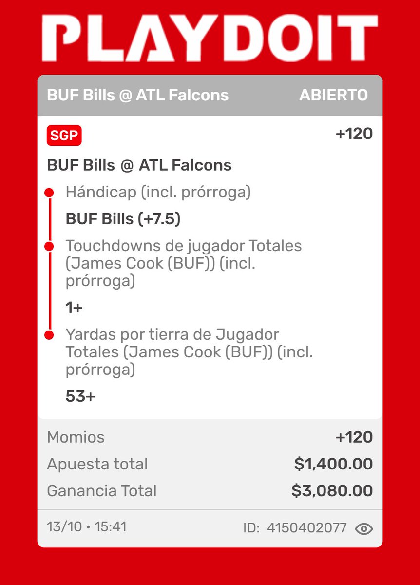 GianPicks's tweet photo. 🏈FREE PICK🏈
vamos con este CA💣🧨
[+120]🏈
confiamos en James Cook y compañia🧲
#Billsmafia🧨💣 https://t.co/f7PEw1toUL