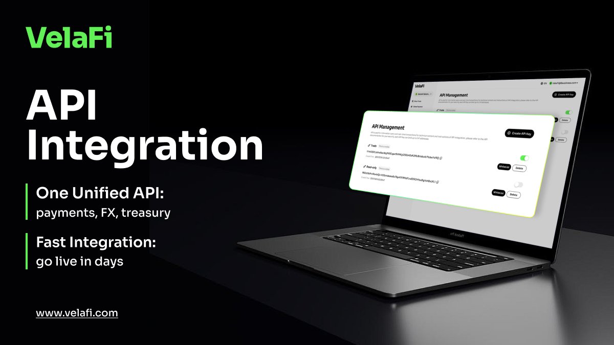 Velafi_global's tweet image. APIs go beyond simple integration, they unlock growth.
VelaFi’s API lets enterprises embed payments, automate cross-border flows, and scale without limits.
👉 See how to grow with VelaFi’s API:
share.hsforms.com/1uytwqCwXR22nn…