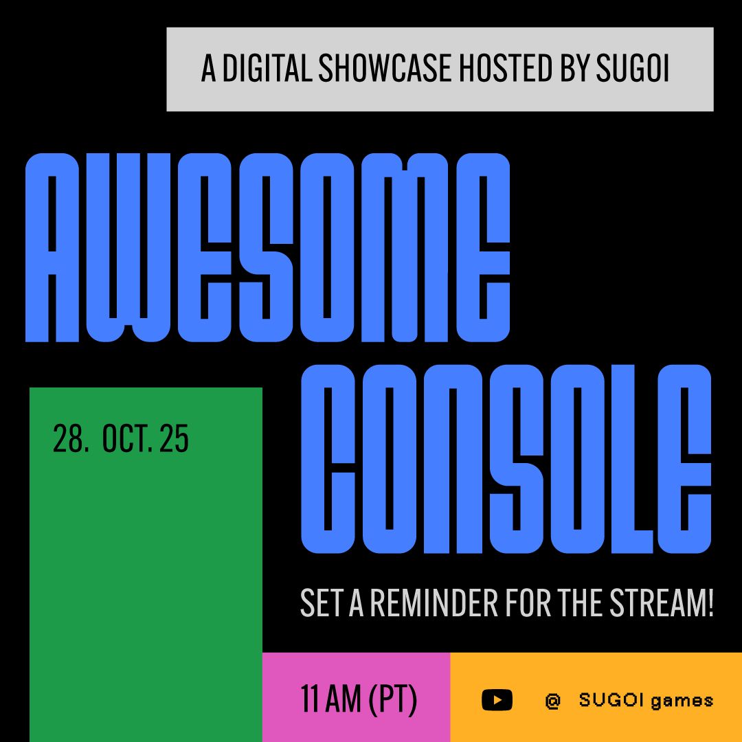 We've been working on something we can finally share. 
The first showcase for awesome indie games coming to awesome consoles.
If you love finding hidden gems and support indies, this for you. 
Awesome Console Showcase October 28th / 11 AM PT
