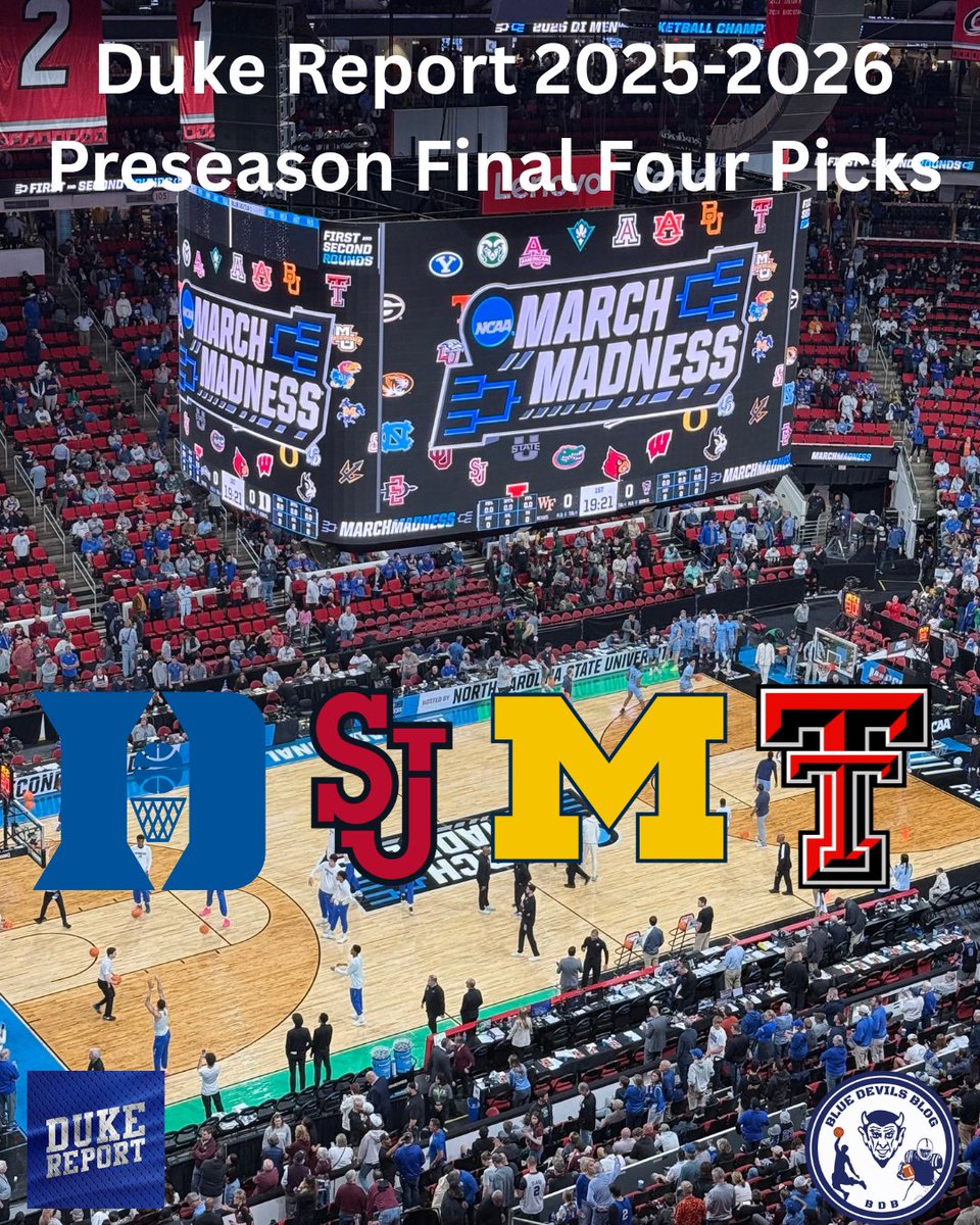 DukeReport's tweet photo. Preseason AP poll dropped today… so here’s my #DukeReport Preseason Final Four picks and why I think they might just make the road trip to Indy 🏀🚀
https://t.co/EYaM5BRRAw https://t.co/dchUQ92Atp