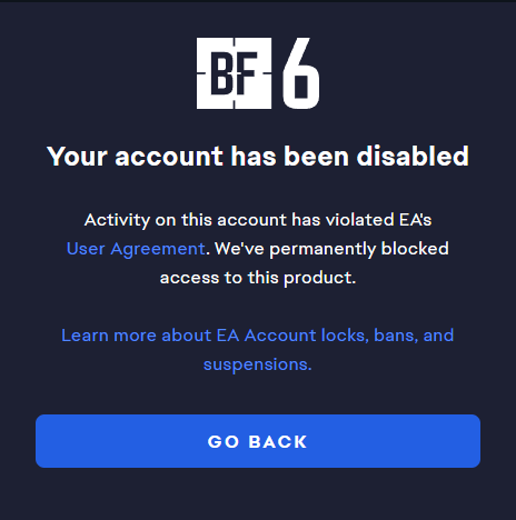 SterlingTrolls's tweet photo. @EAHelp Hello EA Help, please help me , Myself along with many other people have been randomly blocked from battlefield 6 for literally no reason, im just a regular dude not a cheater or anyone toxic who just ran myself bankrupt and took time off work to play this game and now I cant. https://t.co/pZx57IM6xi