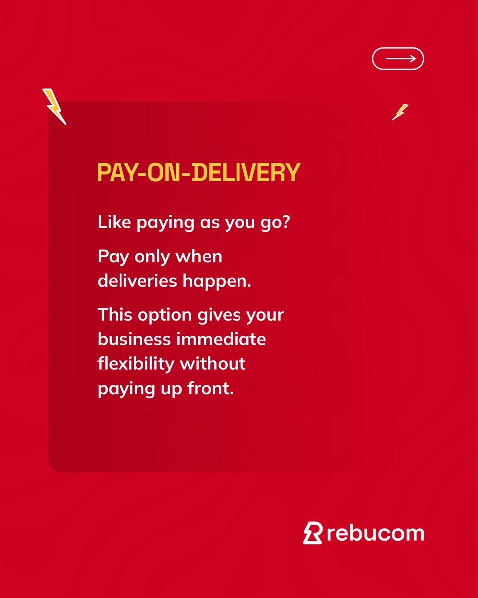 rebucomofficial's tweet photo. Cash flow tight? Rebucom’s flexible payment options mean you’re in control —pay upfront, on delivery, or after. No surprises, just smooth business. Which payment plan suits your style? 
Allow us help you choose by Signing Up @www.rebucom.com

#wearerebucom #dispatchridersinlagos https://t.co/rEkm48uyZp