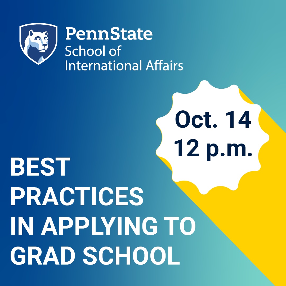 Mark your calendars for the upcoming #PennStateSIA admissions webinar on October 14!  These sessions provide an excellent opportunity to learn more about our Master of International Affairs program and receive valuable application tips. Register here: bit.ly/3KBxqoF