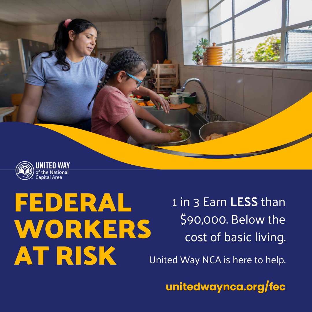 In times of uncertainty, thousands of federal workers face financial hardship. Nearly 1/3 earn below the cost of basic living in our region. United Way NCA’s Financial Empowerment Centers offer counseling, workforce support &amp; credit help: bit.ly/3KCf3QB

#ALICE2025