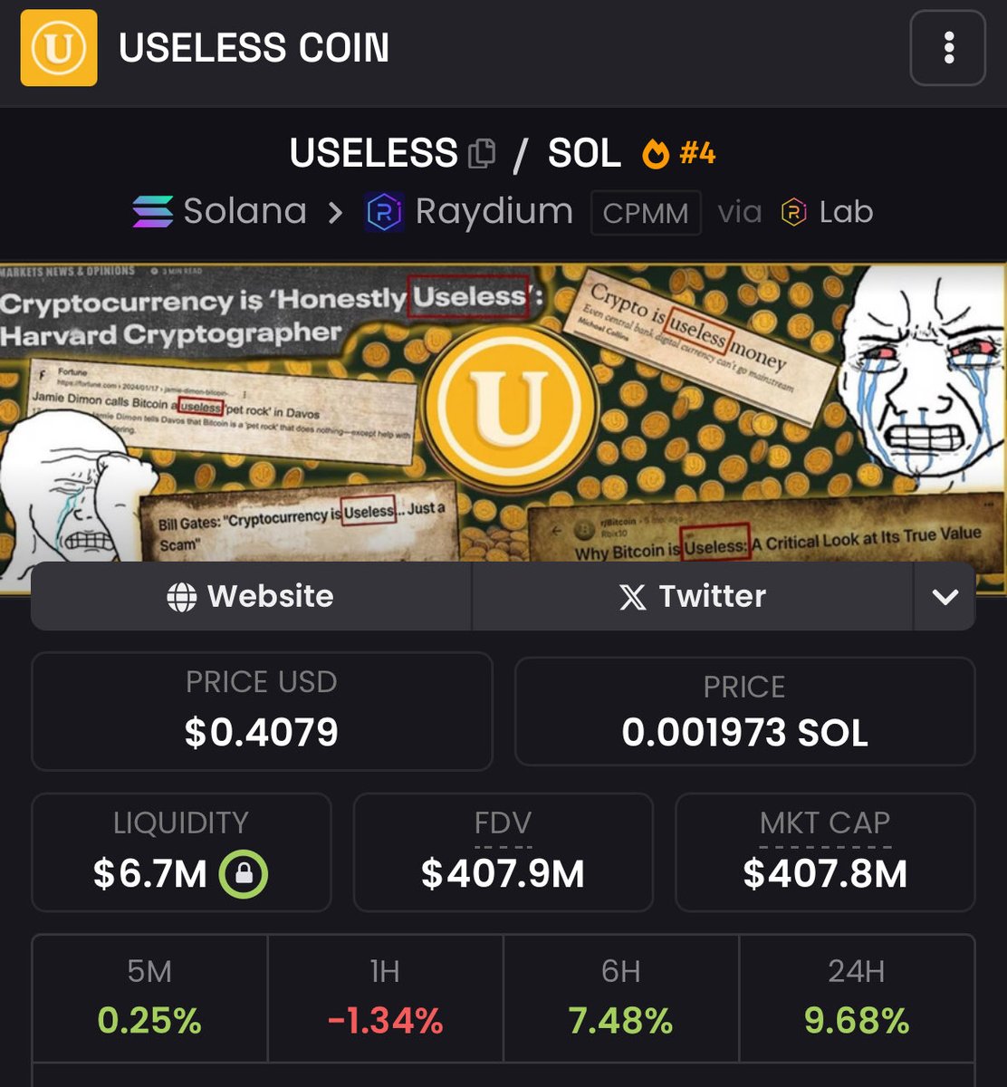 Grabbed a little bag on the crash it’s 2x plan on adding to it and holding, my plan now is f of the small coins and just accumulate good known coins and see what happens <a href="/theuselesscoin/">useless coin</a>
