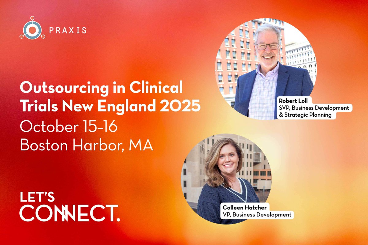 Say hello to the Praxis team this week at #OCTNE! Robert Loll will be serving as chairperson, and Colleen Hatcher is excited to connect with peers across the industry. We’re looking forward to a great event ahead!

#ClinicalTrials #AlwaysConnecting #PatientRecruitment