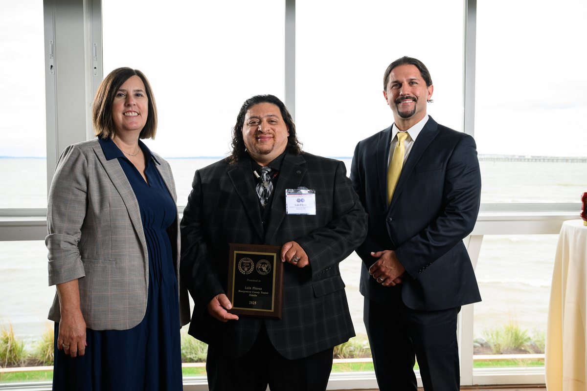 TAMINC_MD's tweet photo. Our most prestigious award, Driver of the Year, went to @MCDOTNow Ride On's Luis Reyes Flores, for saving a passenger's life on board his bus in August 2024, by calling 911 and administering resuscitation. Above and beyond the call! https://t.co/Ui9xMHAvHE