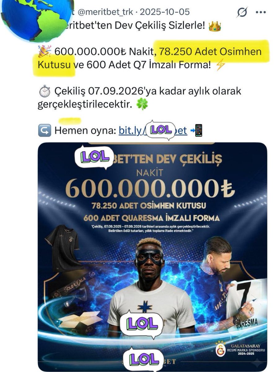 Galatasaray’a sponsor olan yasa dışı bahis firması, Galatasaray’ın Osimhen için özel olarak çıkardığı setleri satıyor.

Bu firma, bu setlere nasıl ulaştı? Hangi Galatasaray yöneticisi bu firmaya bu setleri verdi?

Resmen yasa dışı bahis firması üzerinden kara para aklıyorlar