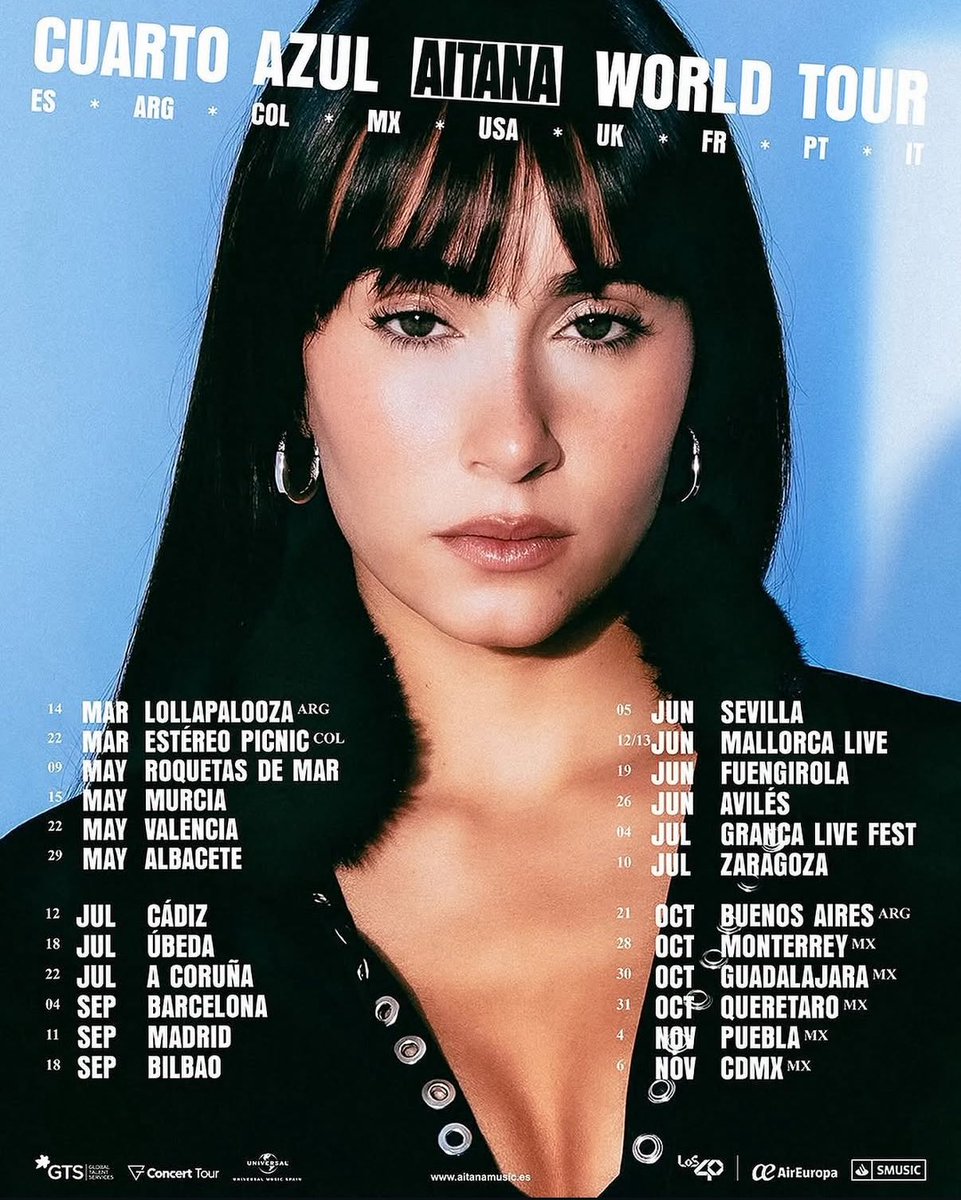 CUARTO AZUL WORLD TOUR 💙 

Premières dates disponibles… bientôt Paris ! 🇫🇷

🎫 Vente générale le 23/10 à 10h