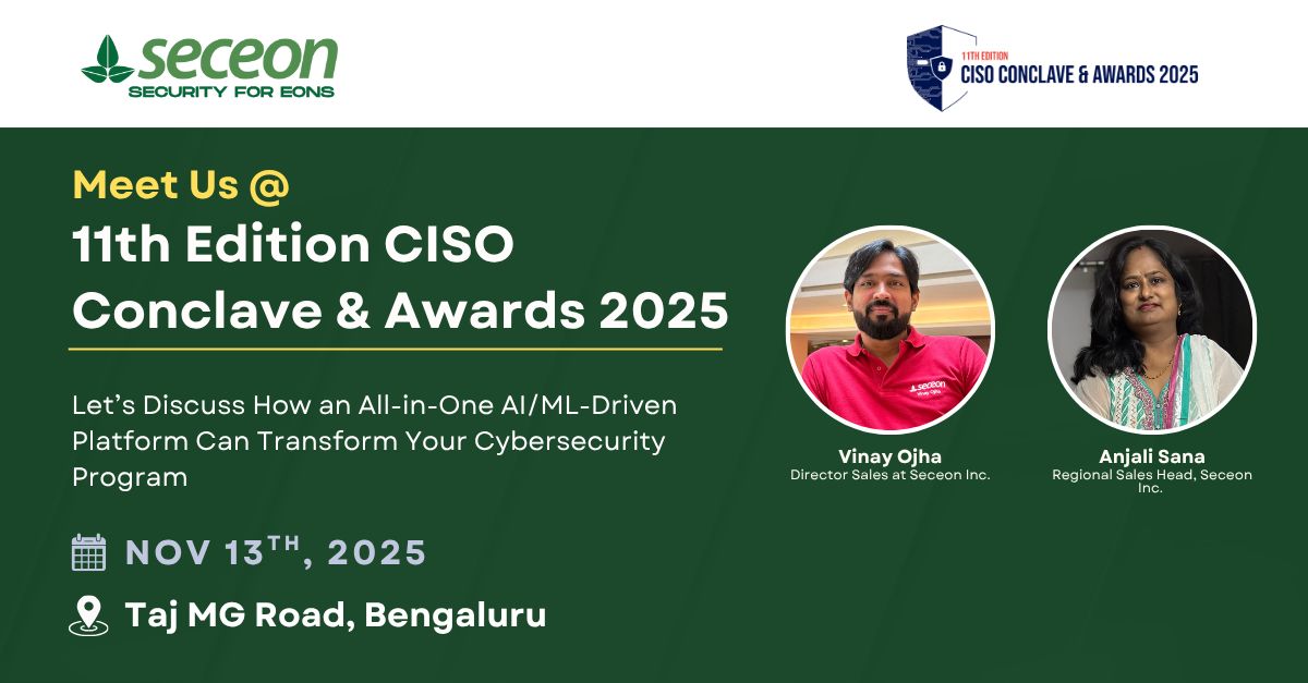 Seceon_Inc's tweet photo. 🌐 @Seceon_Inc  at the 11ᵗʰ CISO Conclave &amp; Awards 2025!

Proud to be the Gold Partner at India’s premier cybersecurity event.
Meet Sana Anjali Devi &amp; Vinay Ojha to explore how Seceon’s unified platform helps:
✅ Strengthen visibility across networks &amp; endpoints.
📅 13 Nov 2025 https://t.co/2yioE3YIkg
