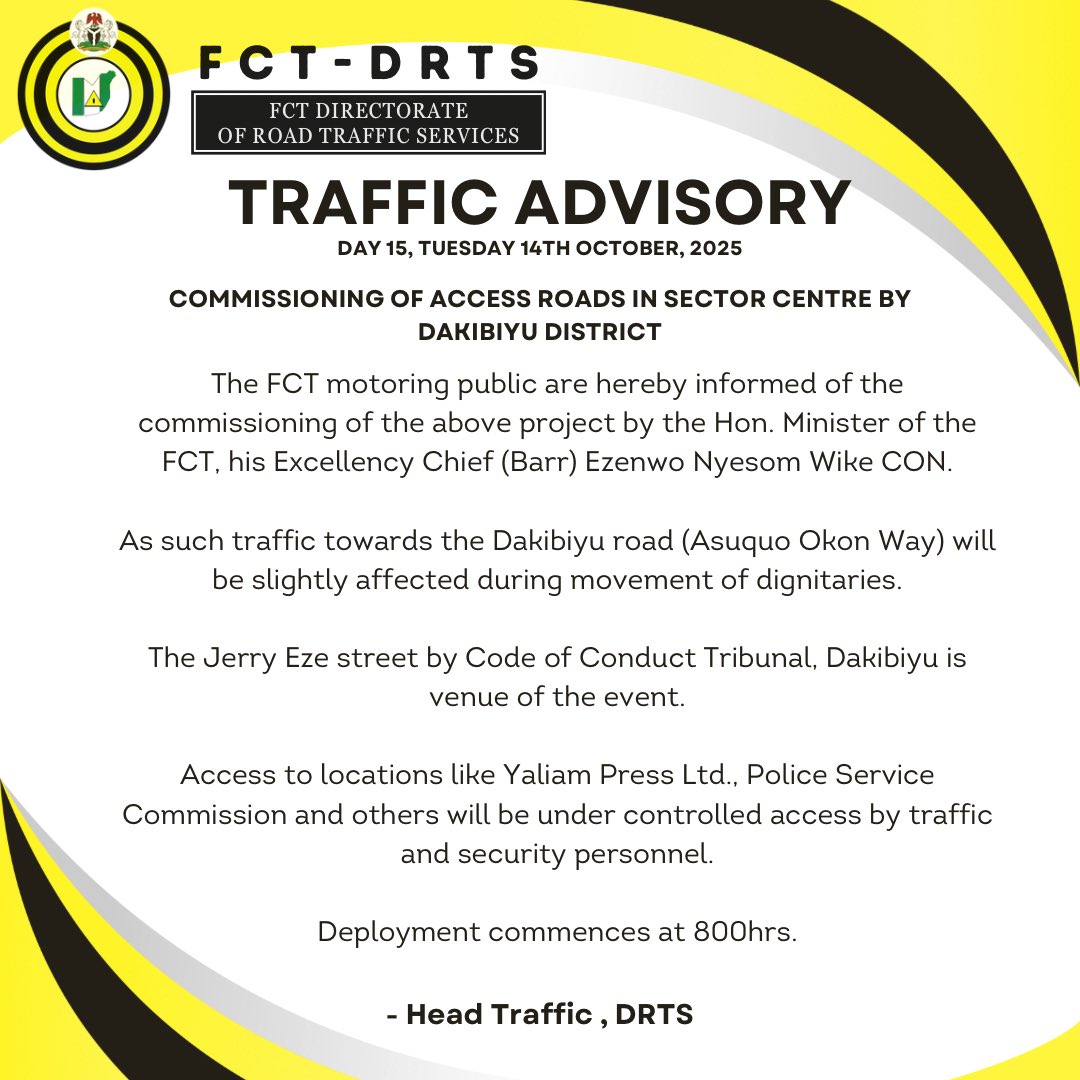 FCT Directorate of Road Traffic Services (FCT VIO) tweet media