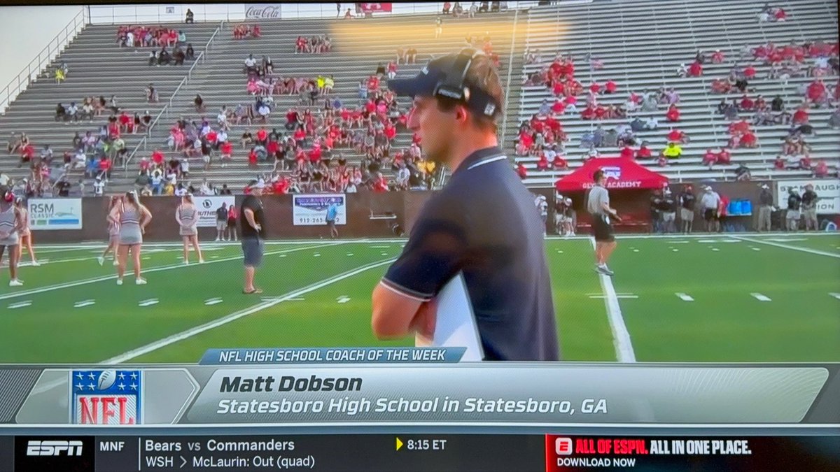 thejoshaubrey's tweet image. Congrats to @Coachmdobson for being selected as the @NFL High School Coach of the week. Well deserved @StatesboroFB @GSAthletics_FB