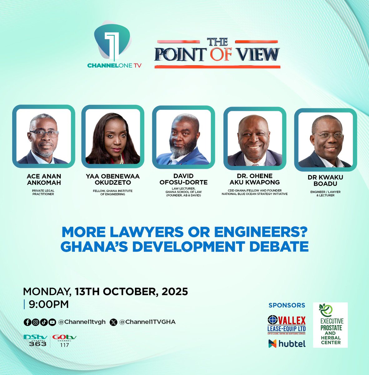 mensaduncan's tweet image. More lawyers or Engineers?
An expert guest line-up delve into the issues today.
#PointofView