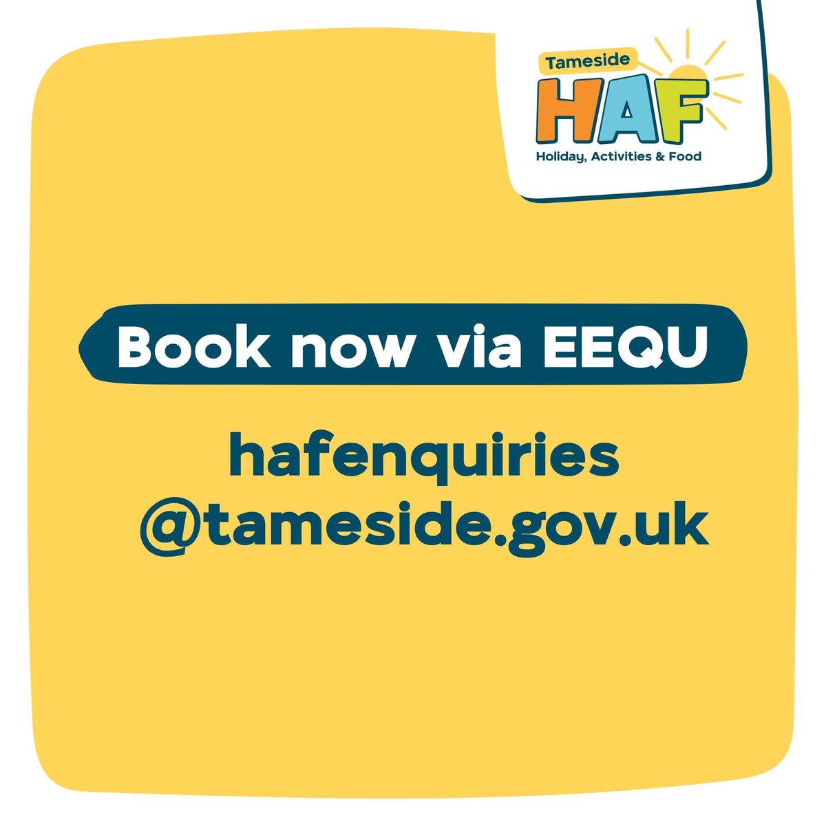 HAFTameside_'s tweet photo. Free Holiday Camps &amp; Activities for Eligible Children and Young People in Tameside💛 

A range of activities are available across the borough, but places are limited and filling up quickly.

🔗 Book now: https://t.co/GGiw2XB7Pt

#HAFTameside #HAF2025 #TogetherTameside https://t.co/BSHF8Od09a