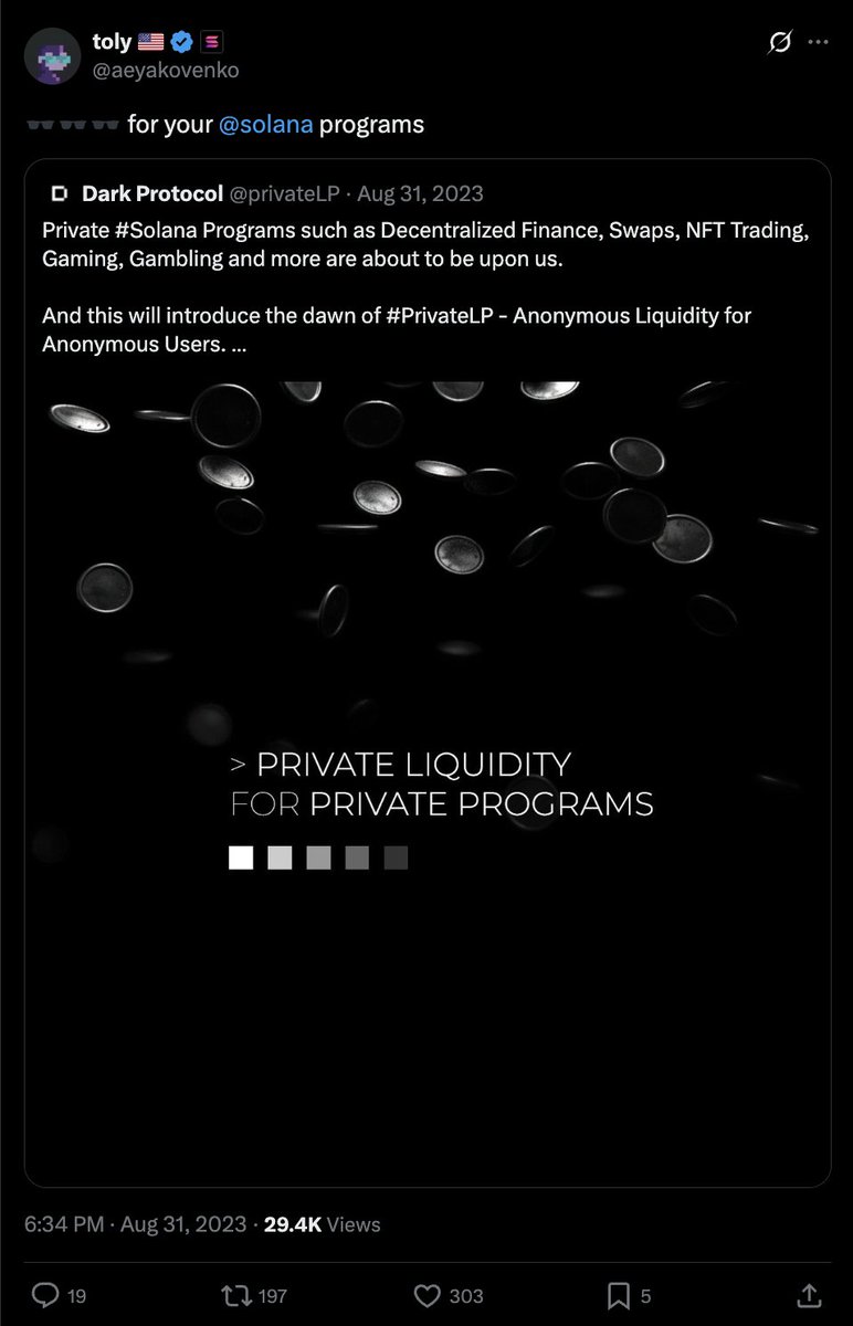 CaptainVerdeL's tweet image. 🚨I’ve made a strong $DARK entry and won’t be selling a single token until it hits a $100M market cap.
Privacy coins are gaining massive momentum, and there’s serious money flowing into the Solana ecosystem. The project is backed by Nico, one of Solana’s top developers — with…
