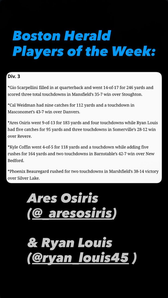 Ryan Louis (@ryan_louis45) on Twitter photo thanks for the write up‼️<a href="/bostonherald/">Boston Herald</a> 
<a href="/_zboy23/">Zach</a> <a href="/SomervilleMAFB/">Somerville Football</a> thanks for the write up‼️<a href="/bostonherald/">Boston Herald</a> 
<a href="/_zboy23/">Zach</a> <a href="/SomervilleMAFB/">Somerville Football</a>