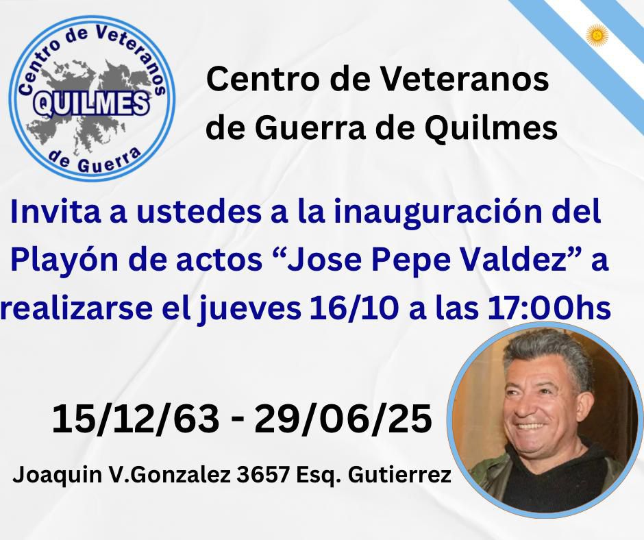📌 Inauguran el playón de actos “José Pepe Valdez” en el Centro de Veteranos de Guerra de Quilmes.

CLICK 👉 lanoticiadequilmes.com.ar/nota.php?id_no…

#Quilmes #Veteranos