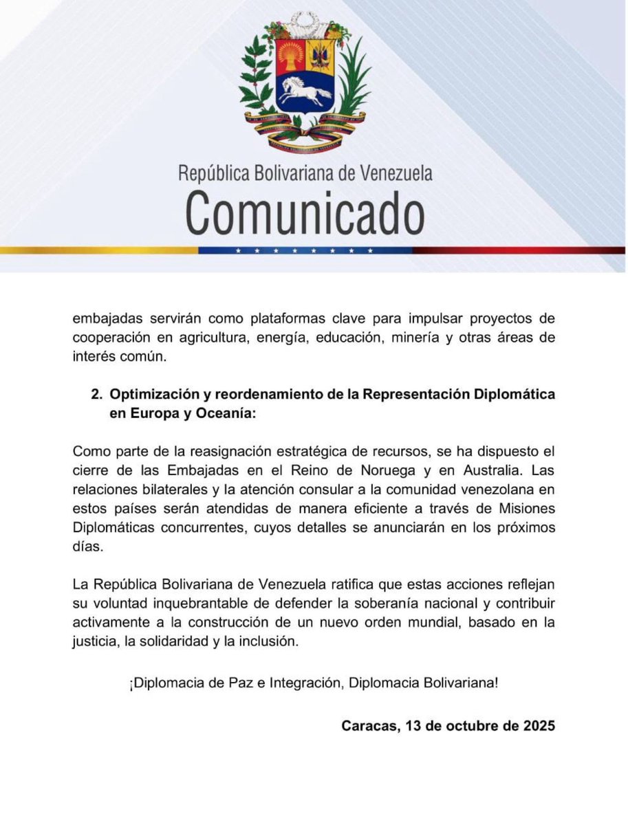 Venezuelas Ambassade i Norge tweet media