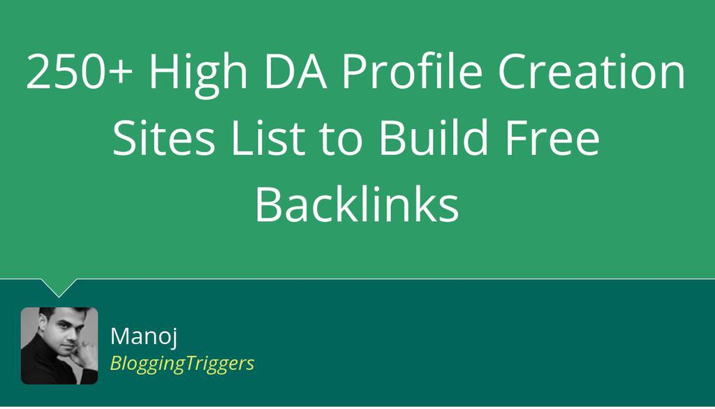 Top 250+ High DA Profile Creation Sites List to Build Backlinks #SEO #FreeBacklinks #Backlinks <a href="/HeartofManoj/">Manoj</a>
lttr.ai/Ajxvx